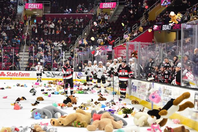 Teddu bears rain down at the Cleveland Monsters game