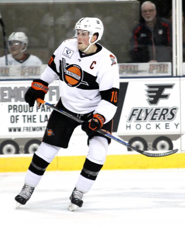 Forward Brendan Furry skating with the Omaha Lancers