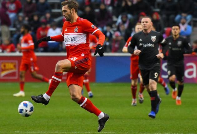 Defender Jonathan Campbell with the Chicago Fire
