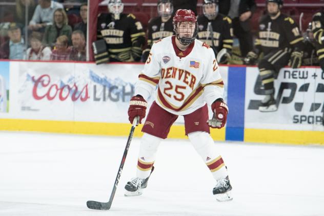 Forward Brendan Budy with the Denver Pioneers