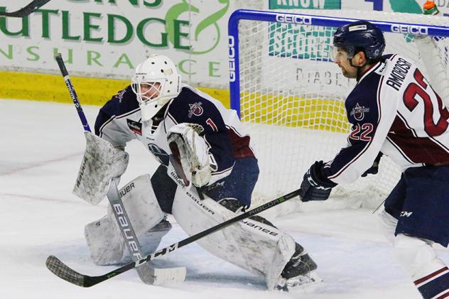 Goaltender Evan Fitzpatrick with the Tulsa Oilers