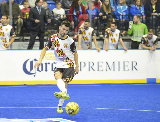 Jonatas Melo of the Baltimore Blast passes against Utica City FC