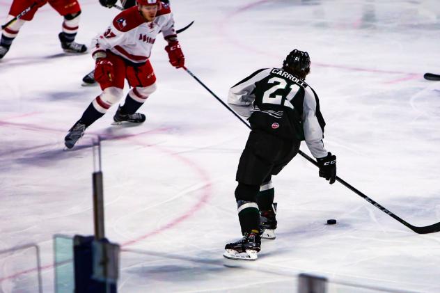 Austin Carroll of the Utah Grizzlies vs. the Allen Americans
