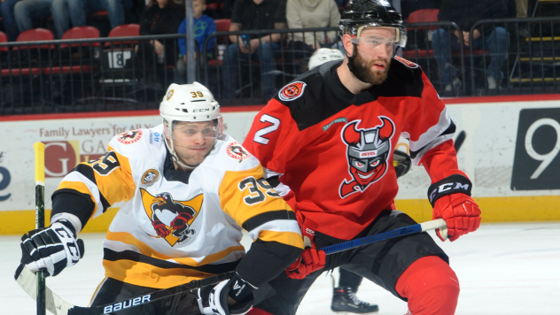 Binghamton Devils defenseman Eric Gryba vs. the Wilkes-Barre/Scranton Penguins