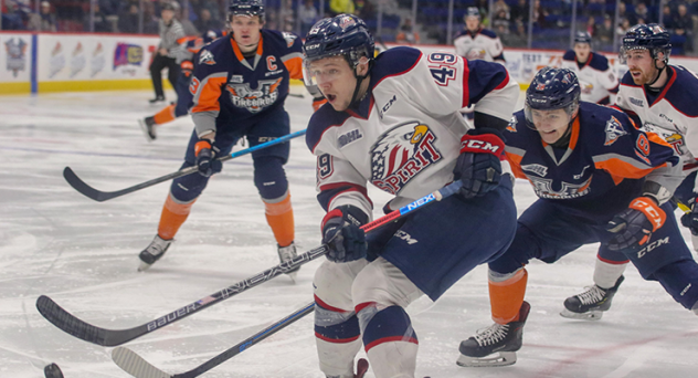 Saginaw Spirit RW Cold Coskey vs. the Flint Firebirds