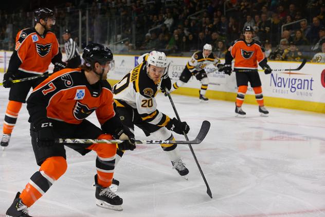 Lehigh Valley Phantoms defenseman Zach Palmquist vs. the Providence Bruins