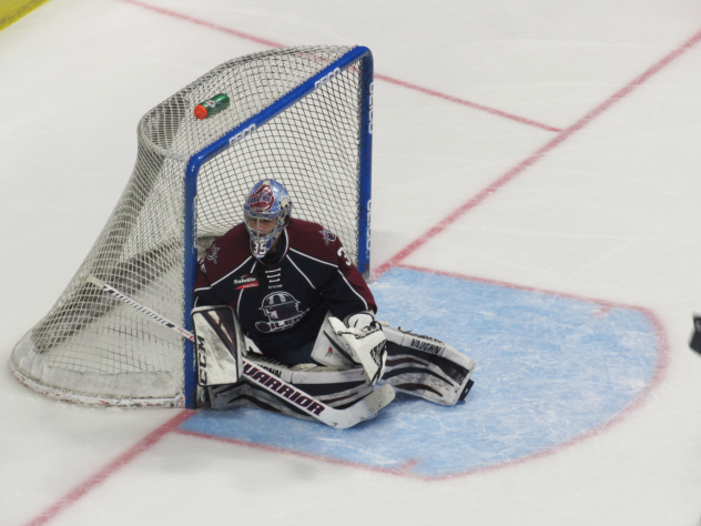 Tulsa Oilers goaltender Devin Williams in the crease