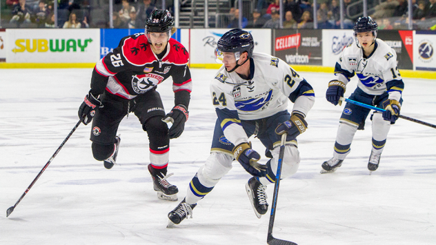 Sioux Falls Stampede defenseman Max Crozier against the Waterloo Black Hawks