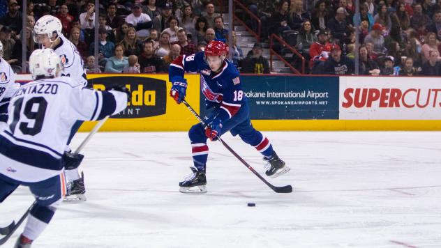 Spokane Chiefs defenseman Filip Kral vs. the Kamloops Blazers