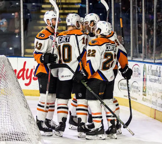 Lehigh Valley Phantoms celebrate a goal