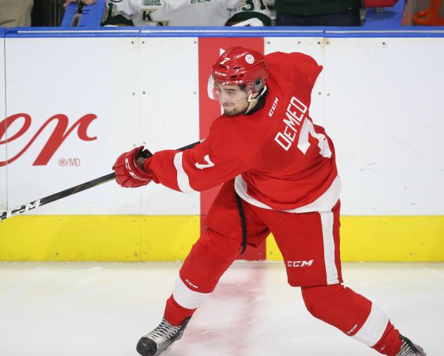 Defenceman Anthony DeMeo with the Sault Ste. Marie Greyhounds