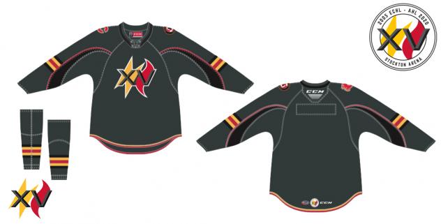 Stockton Heat 15 Year Anniversary jerseys