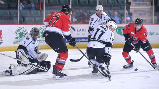 manchester Monarchs forward Cory Ward (11) against the Adirondack Thunder