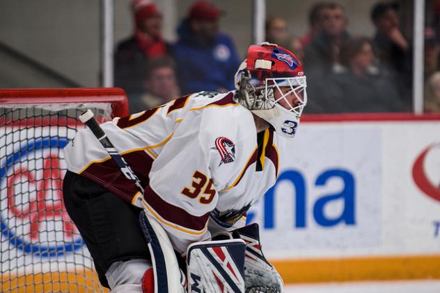 Cleveland Monsters goaltender Jean-Francois Berube