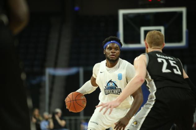 Halifax Hurricanes center Rhamel Brown against the Moncton Magic