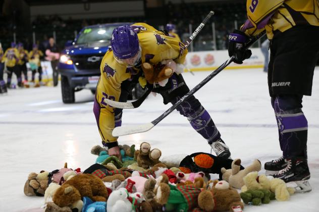 Tri-City Storm collects teddy bears following a goal