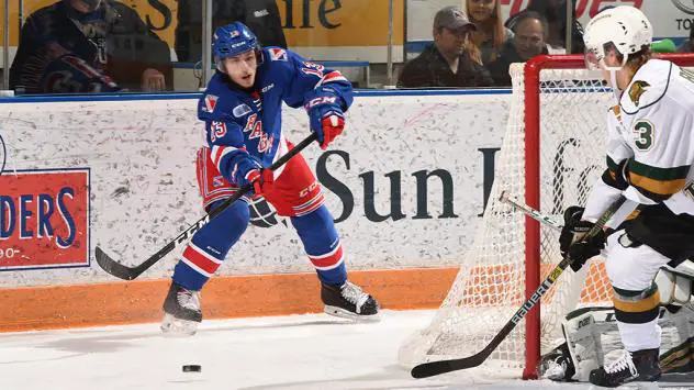 Rangers centre Riley Damiani against the London Knights