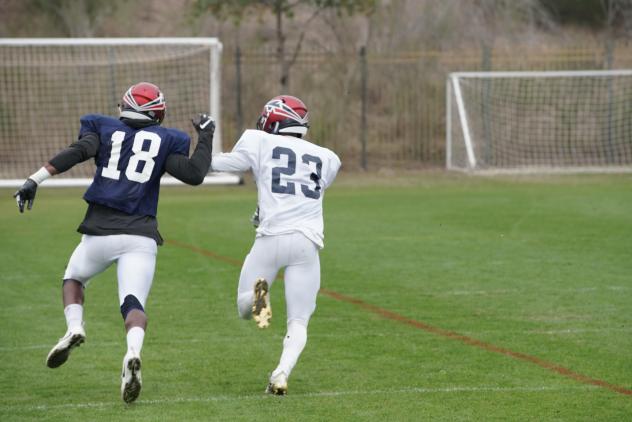 Xavier Rush and Malik Boynton of the Memphis Express at practice