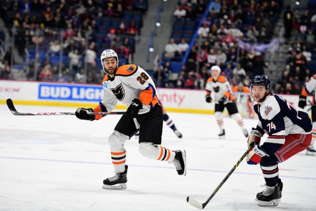 Lehigh Valley Phantoms right wing Justin Bailey against the Hartford Wolf Pack