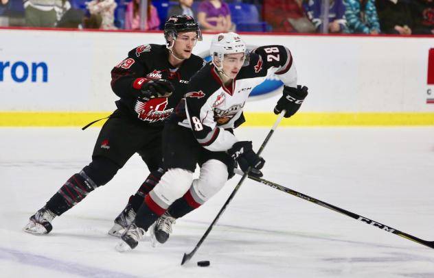 Vancouver Giants right wing Lukas Svejkovsky against the Moose Jaw Warriors