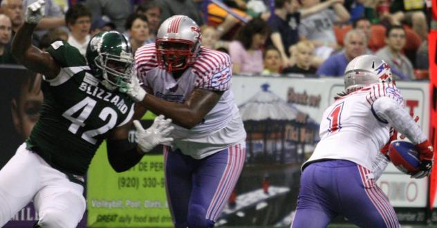 Lineman Zach Fondal with the Salt Lake Eagles of the Indoor Football League