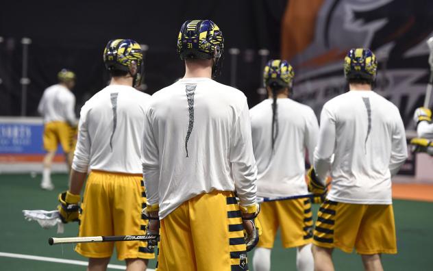 Georgia Swarm braid warmup shirts and helmets