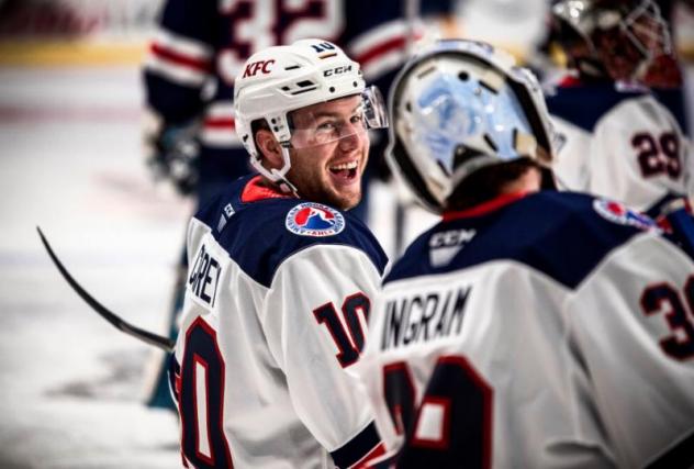 Lehigh Valley Phantoms All-Star Greg Carey shares a laugh