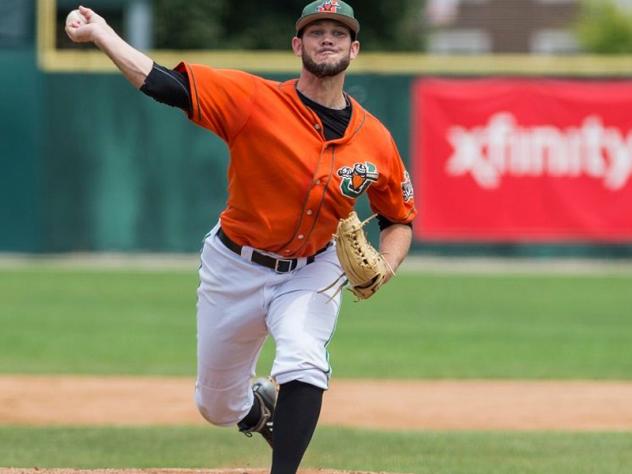 Pitcher Liam O'Sullivan with the Joliet Slammers