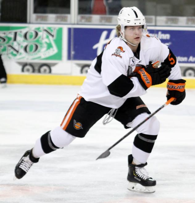 Defenseman Haden Shields with the Omaha Lancers