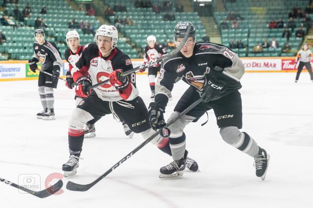 Vancouver Giants defenseman Kaleb Bulych vs. the Prince George Cougars