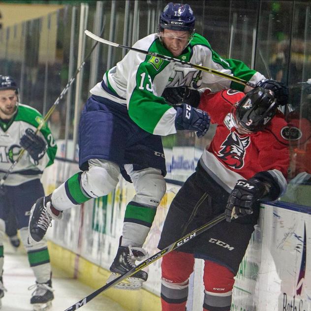 Maine Mariners forward Dillan Fox vs. the Adirondack Thunder