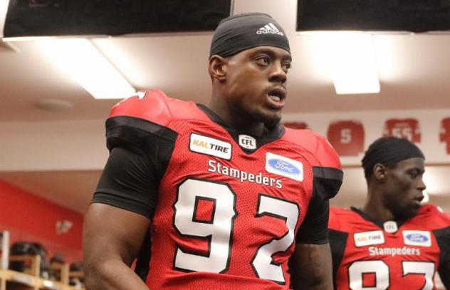 Calgary Stampeders defensive lineman Ese Mrabure