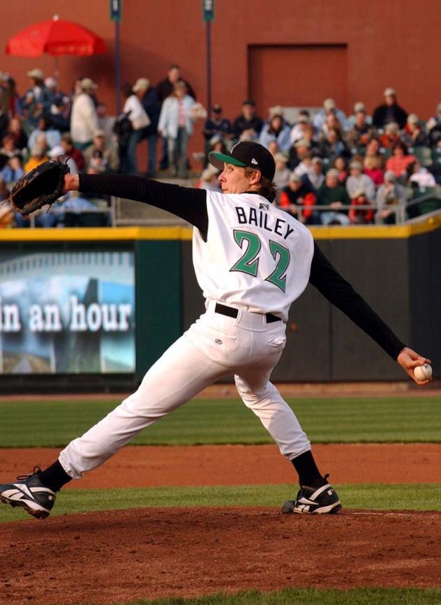 Homer Bailey pitching for the Dayton Dragons in 2005