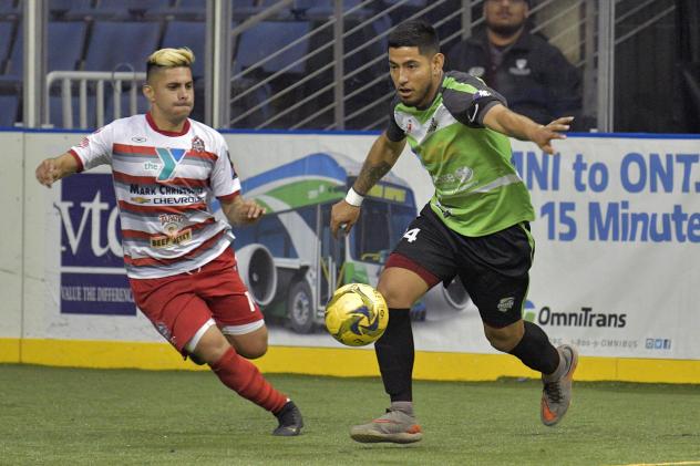 Ontario Fury midfielder Andy Reyes targets a loose ball vs. the El Paso Coyotes