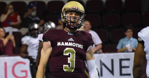 Quarterback Jonathan Bane with the Maine Mammoths