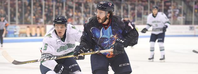 The Darth Vader-clad South Carolina Stingrays against the Florida Everblades
