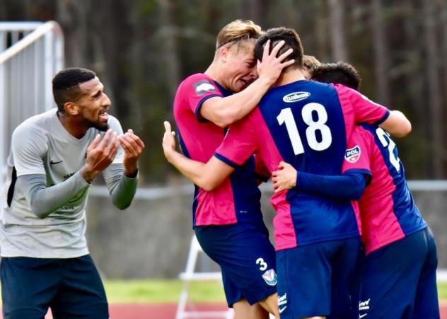 Tormenta FC celebrates a goal against the Tampa Bay Rowdies