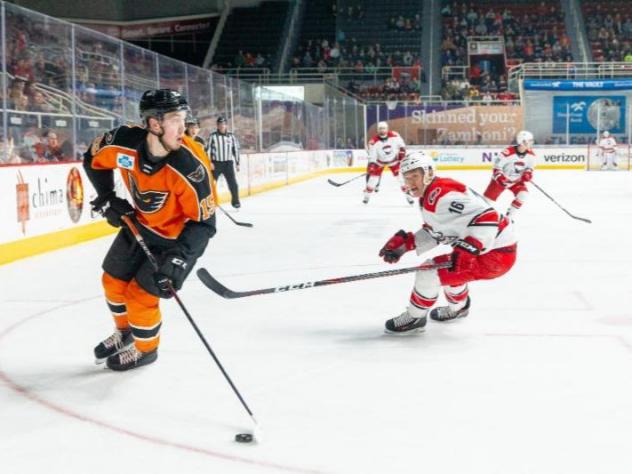 Lehigh Valley Phantoms center Mikhail Vorobyev vs. the Charlotte Checkers