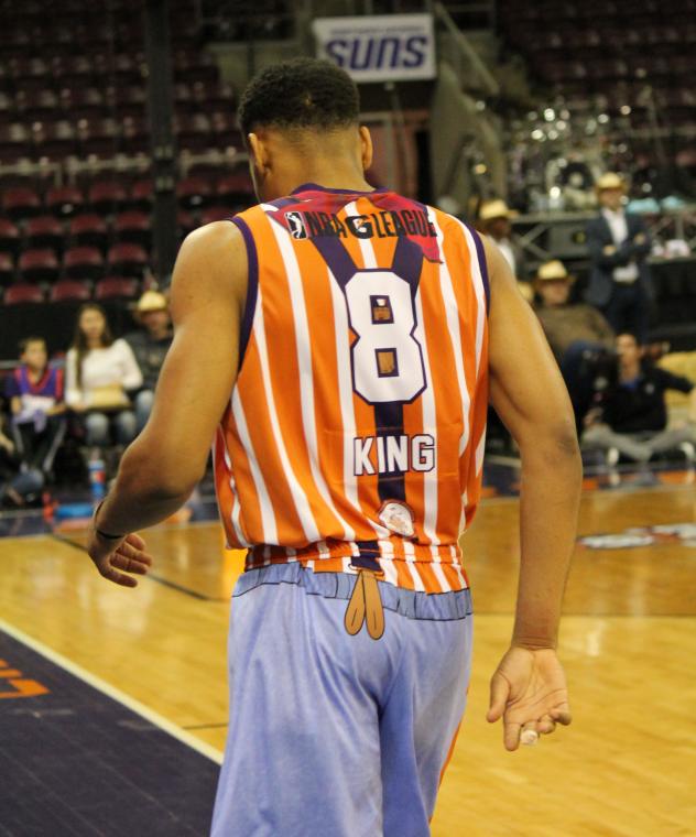George King of the Northern Arizona Suns in his Rodeo Clowns jersey