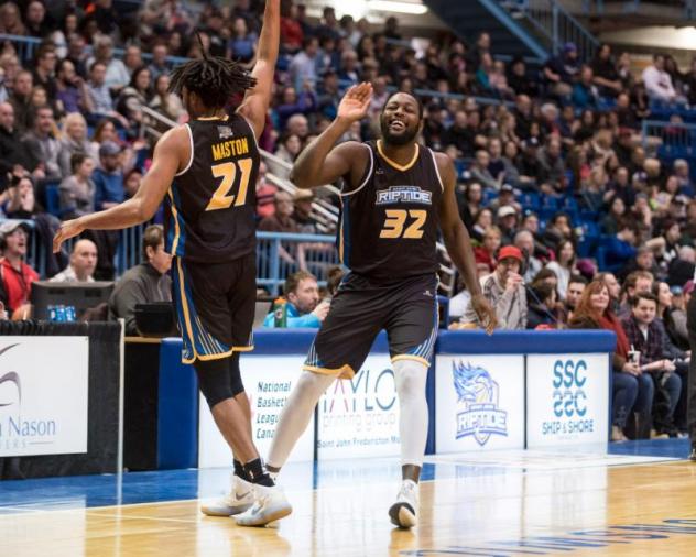 Saint John Riptide celebrate against the Moncton Magic