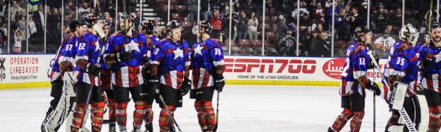 Utah Grizzlies in Captain America uniforms