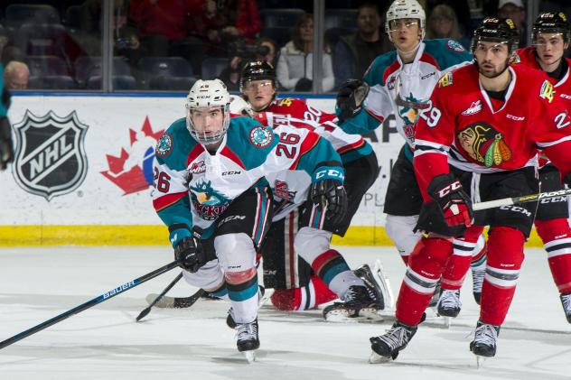 Kelowna Rockets right wing Liam Kindree vs. the Portland Winterhawks