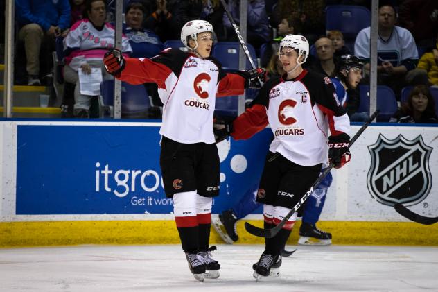 Prince George Cougars celebrate a goal
