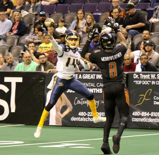Arizona Rattlers defensive back Davontae Merriweather vs. the Cedar Rapids River Kings