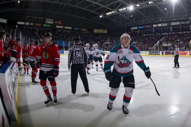 Kelowna Rockets centre Ted Brennan vs. the Portland Winterhawks