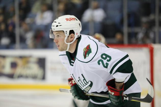 Riley Bourbonnais with the AHL's Iowa Wild