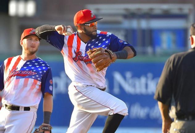 Infielder Nate Coronado with the Lancaster Barnstormers
