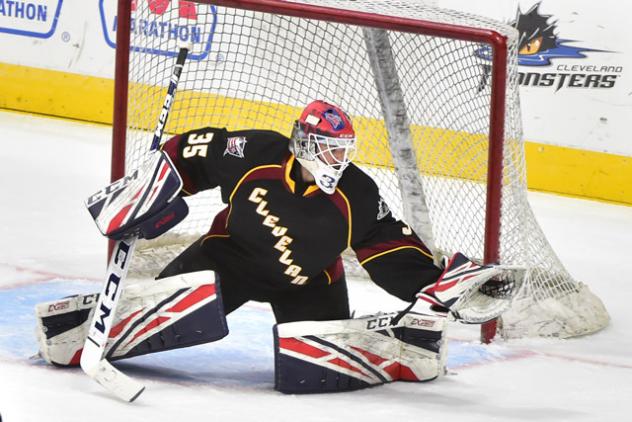 Cleveland Monsters goaltender Jean-Francois Berube