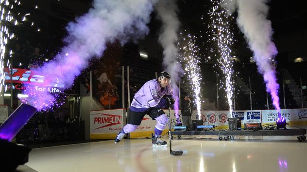 Shane Conacher of the Adirondack Thunder enters the ice
