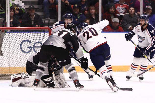 Vancouver Giants defenseman Alex Kannock Leipert vs. the Tri-City Americans